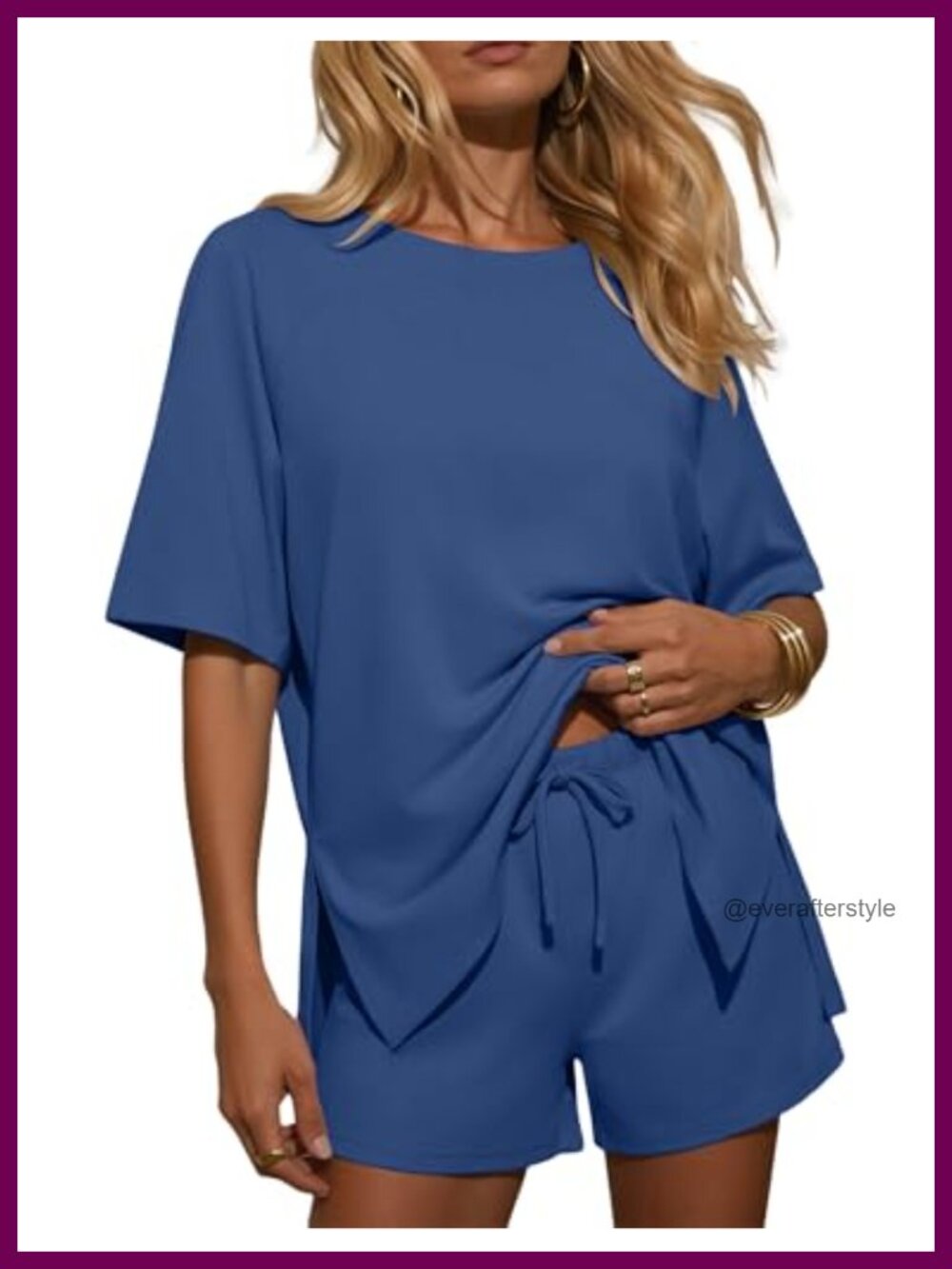 Ekouaer Womens Two Piece Short Set Oversized Lounge Pajama Set